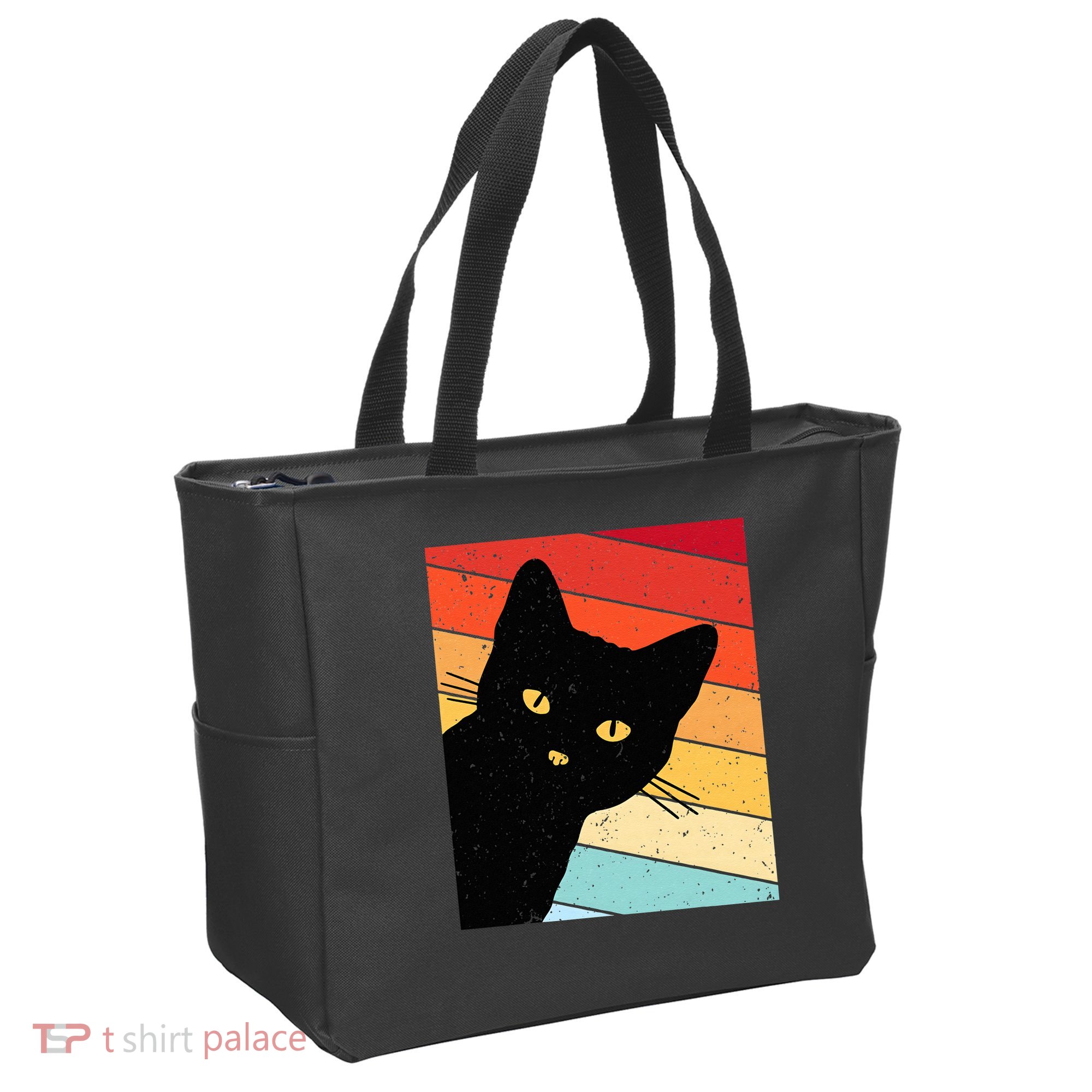 Retro Cat Black Cat Vintage Cat Cat Tote Bag