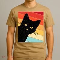 Retro Cat Black Cat Vintage Cat Cat T-Shirt thumb 3