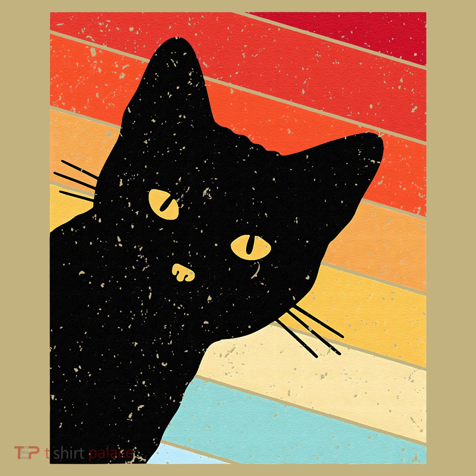 Retro Cat Black Cat Vintage Cat Cat T-Shirt
