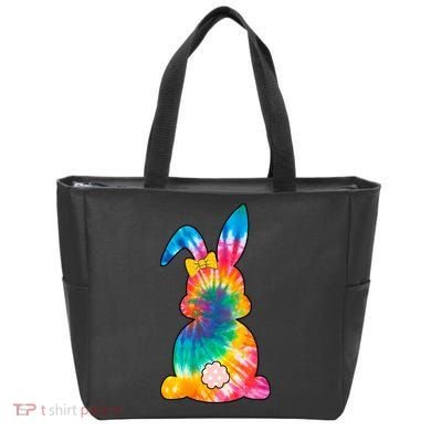 Rainbow Colorful Bunny Tote Bag