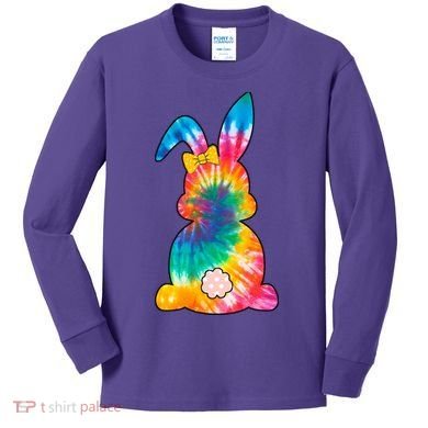Rainbow Colorful Bunny Kids Long Sleeve Shirt