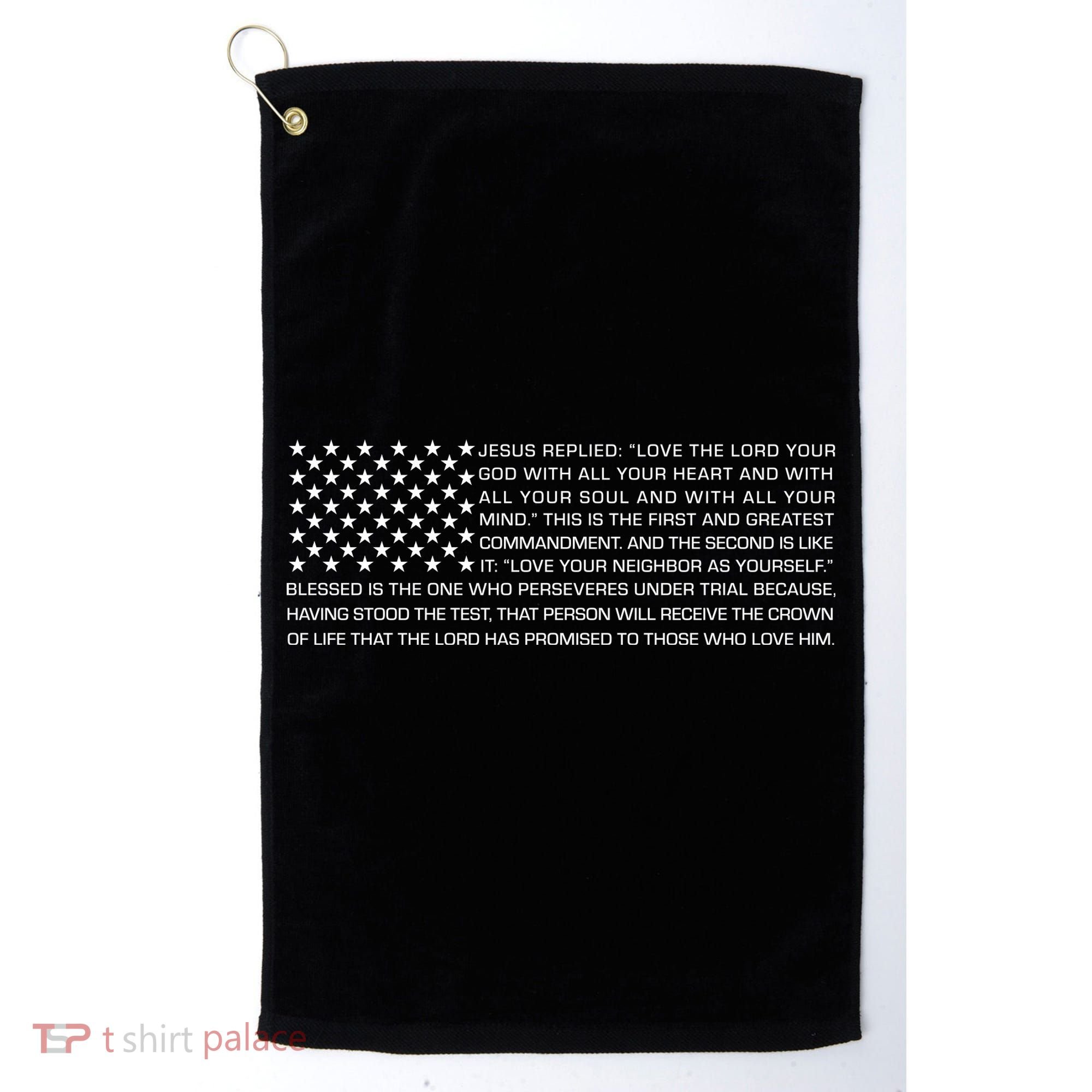 Religious Christianity Bible Verse USA American Flag Golf Towel