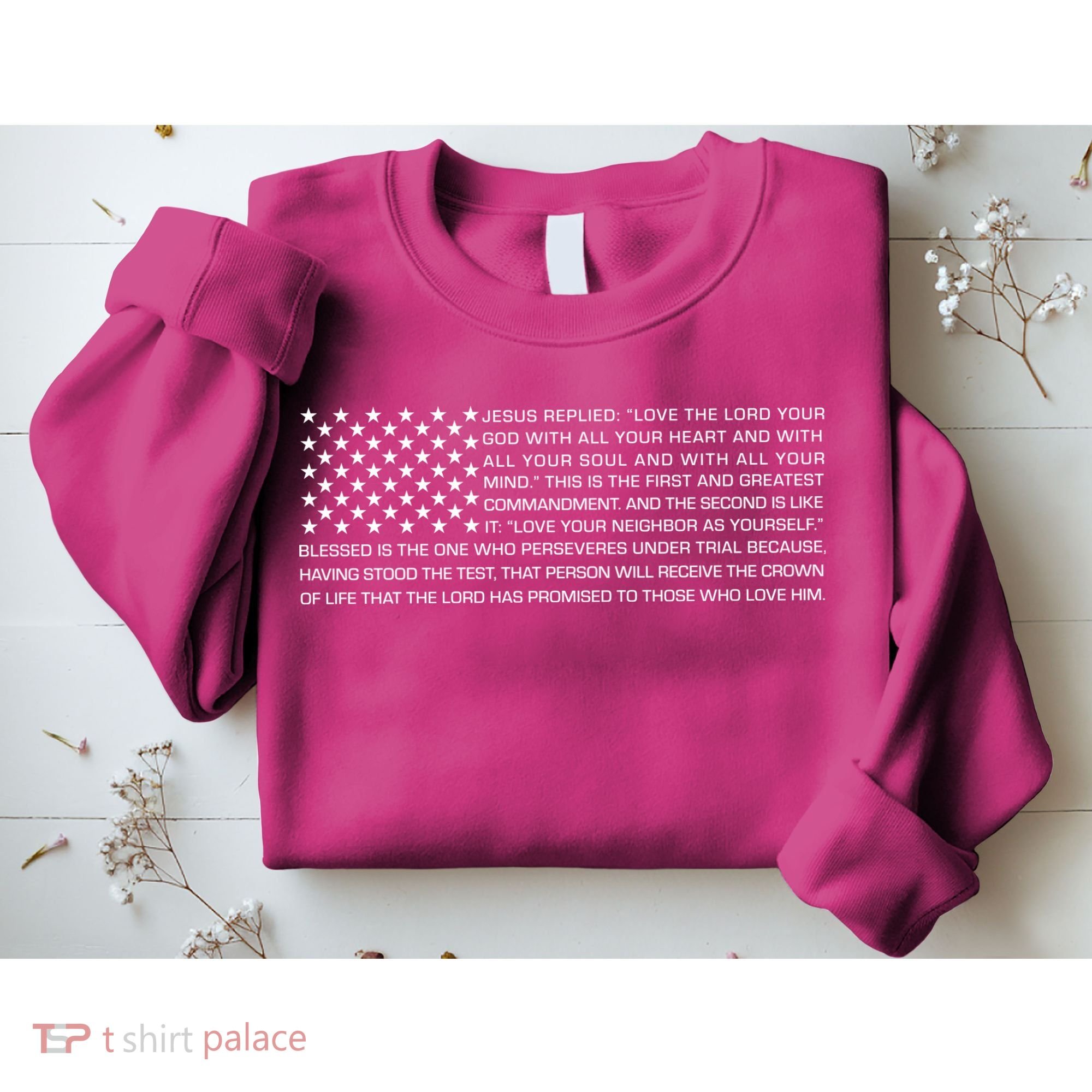 Religious Christianity Bible Verse USA American Flag Sweatshirt