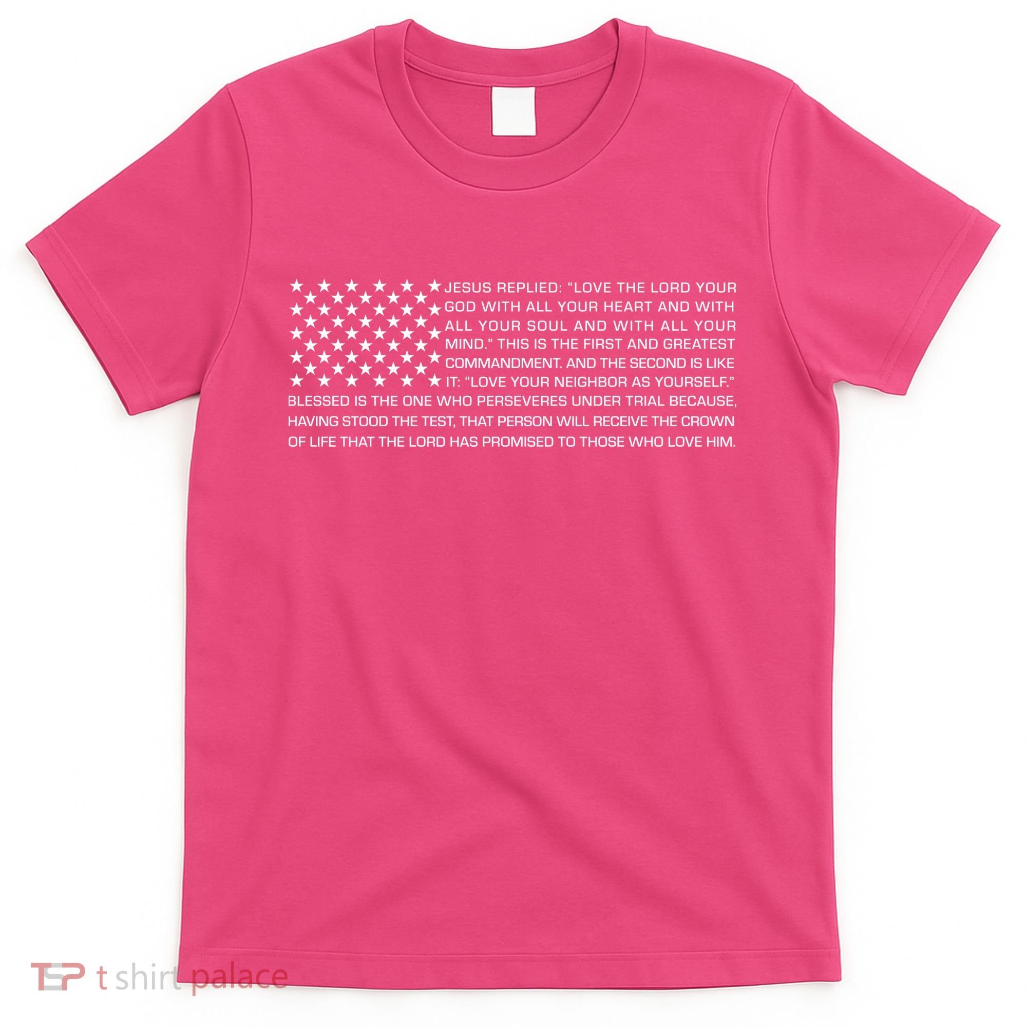 Religious Christianity Bible Verse USA American Flag T-Shirt