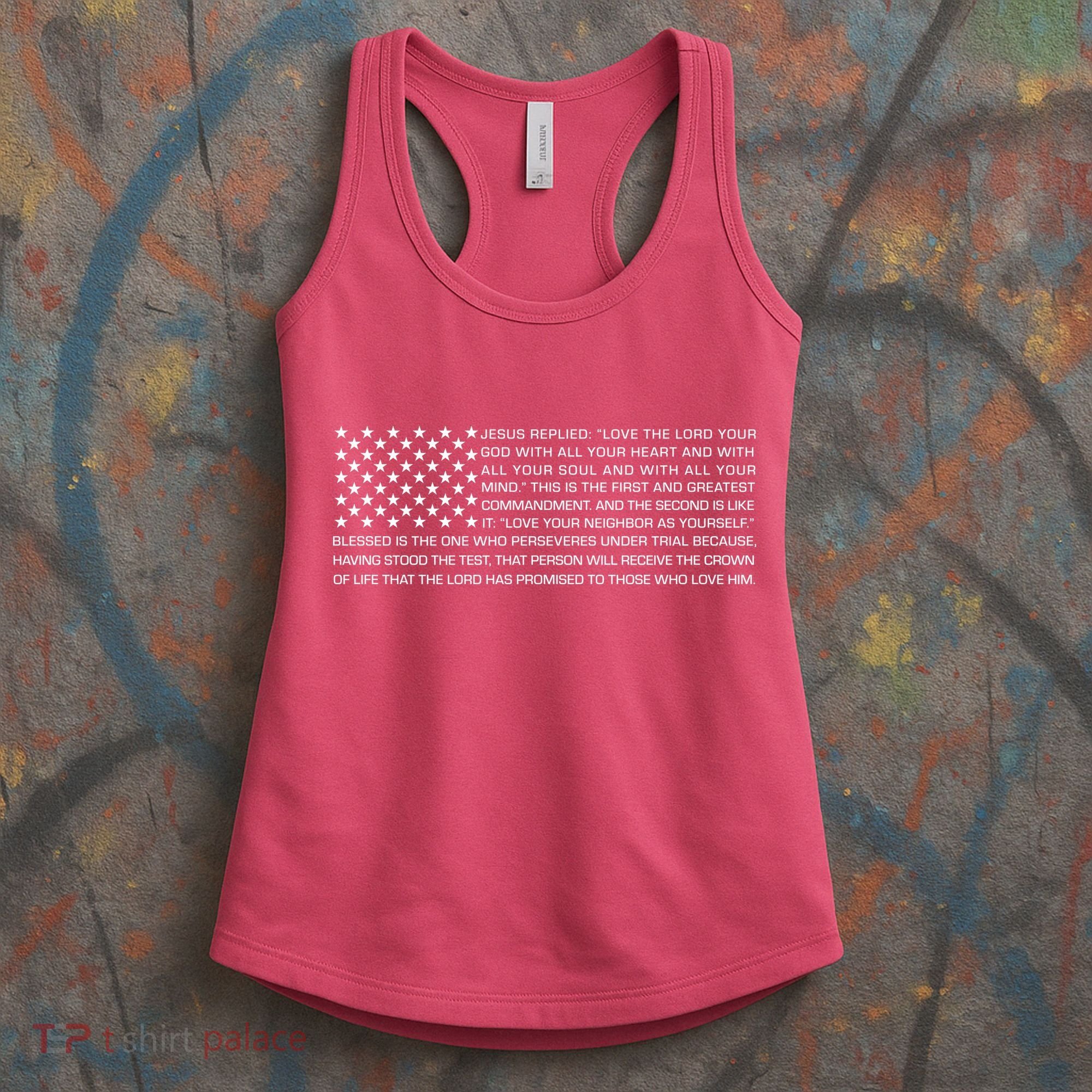 Religious Christianity Bible Verse USA American Flag Women's Tank Top