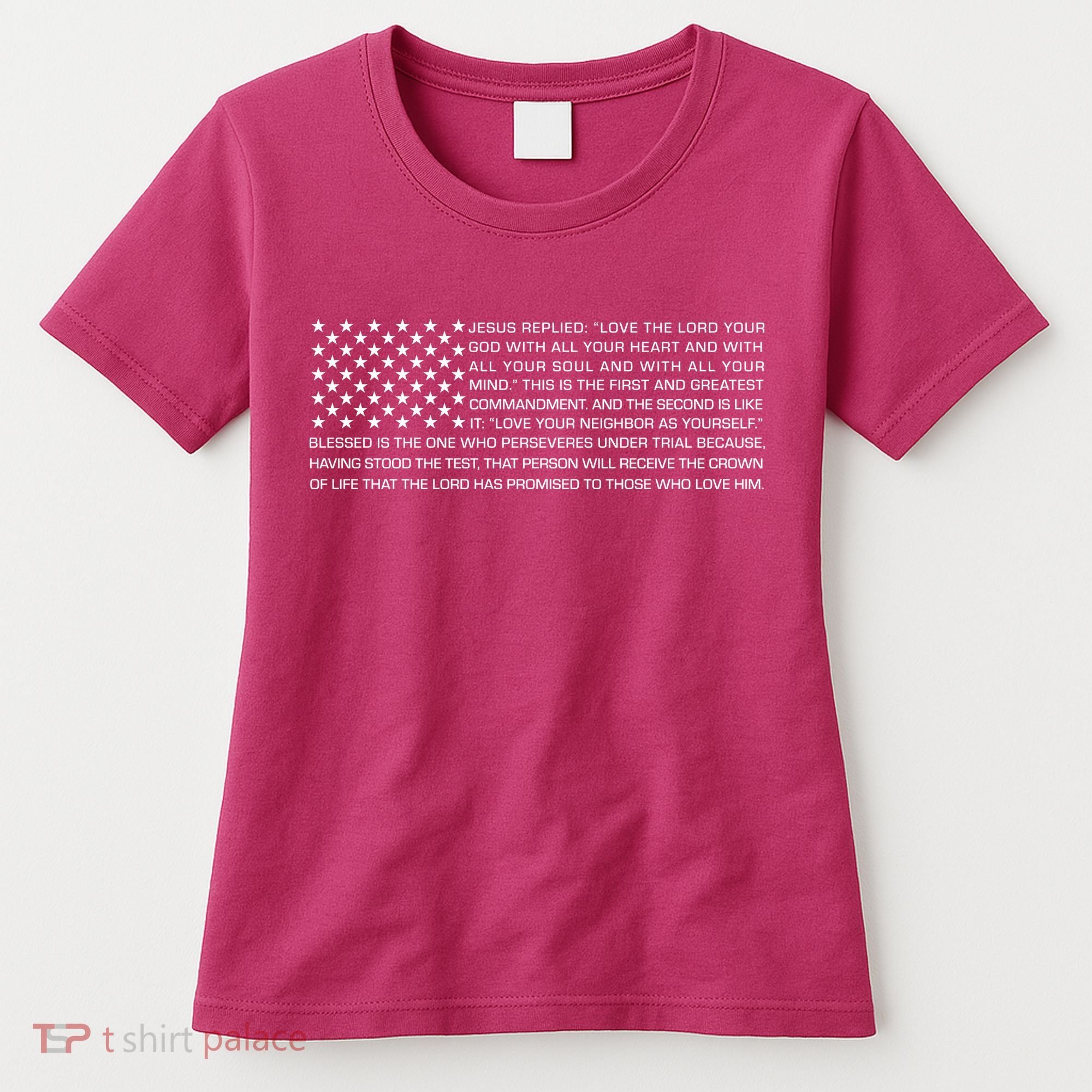 Religious Christianity Bible Verse USA American Flag Women's T-Shirt