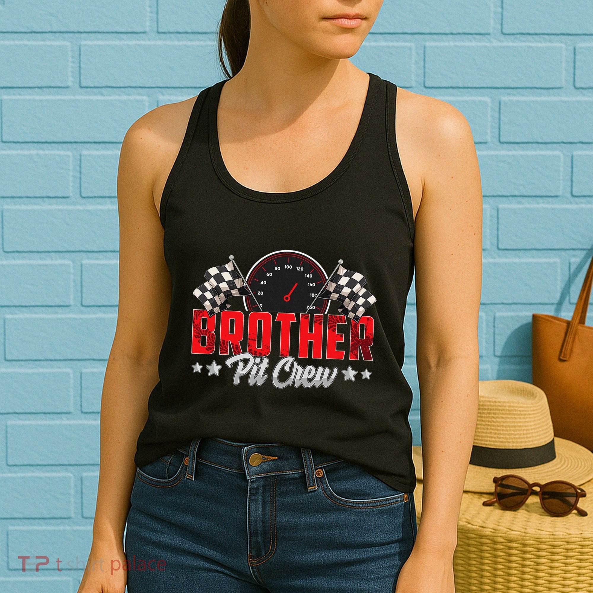 Race Car Birthday Party Racing Family Brother Pit Crew Women's Tank Top