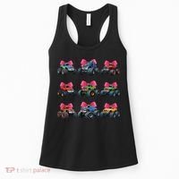 Retro Coquette Bow Monster Truck Coquette Girl For Women Women's Tank Top thumb 0