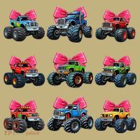 Retro Coquette Bow Monster Truck Coquette Girl For Women Sweatshirt thumb 2