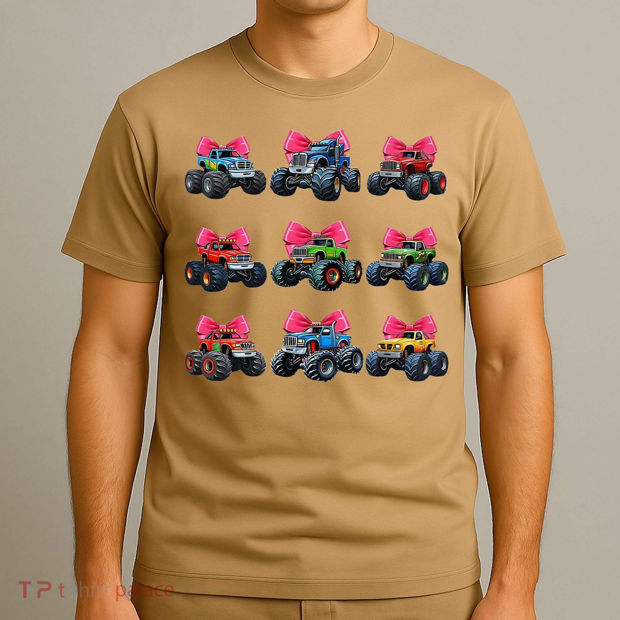 Retro Coquette Bow Monster Truck Coquette Girl For Women T-Shirt