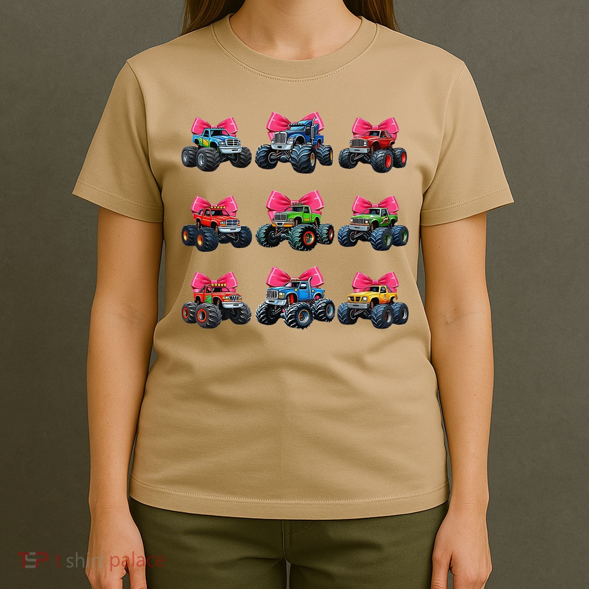 Retro Coquette Bow Monster Truck Coquette Girl For Women T-Shirt