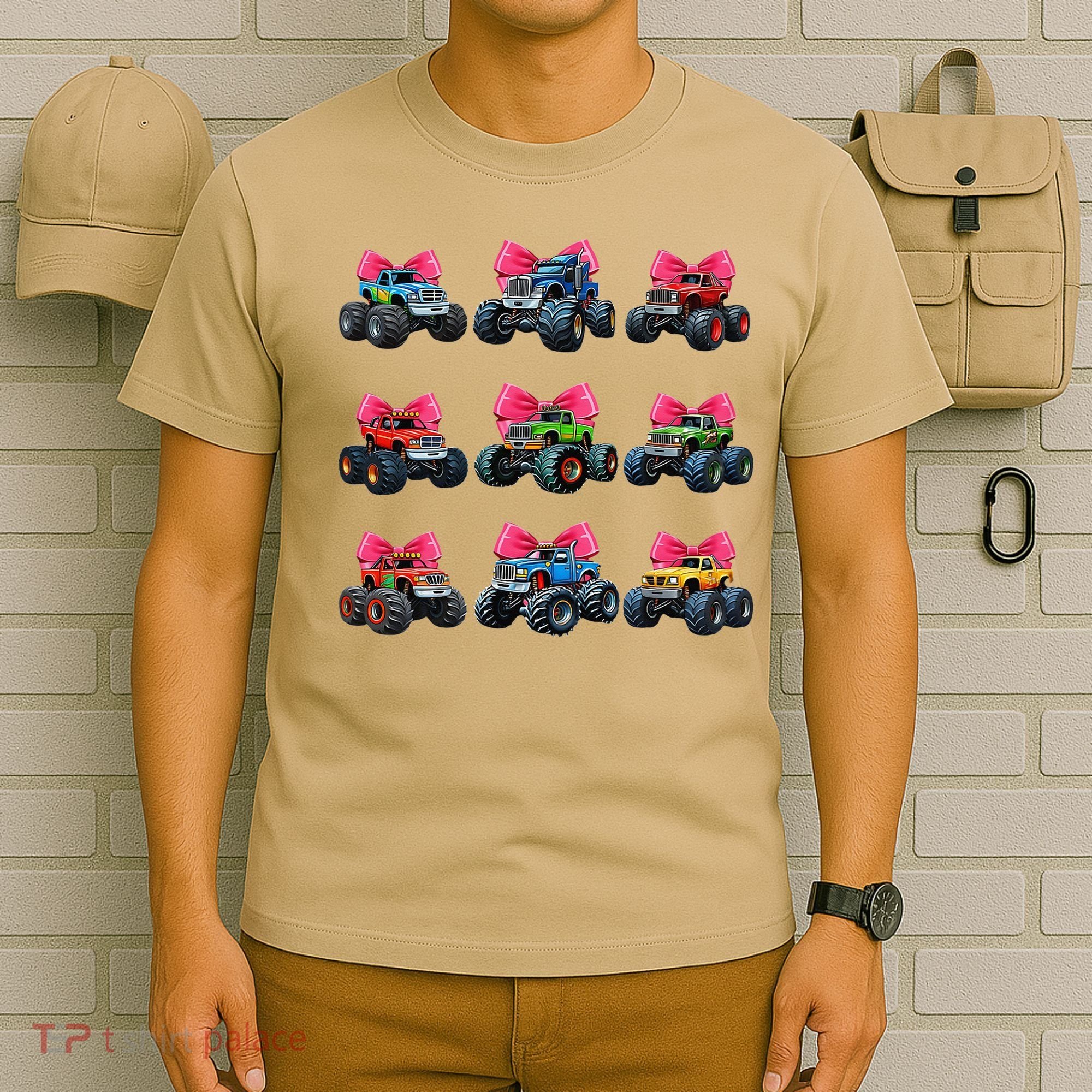 Retro Coquette Bow Monster Truck Coquette Girl For Women T-Shirt