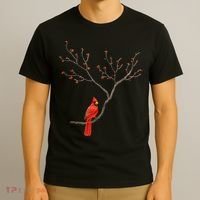 Red Cardinal Bird Lovers Birdwatching Birding Vintage T-Shirt thumb 3