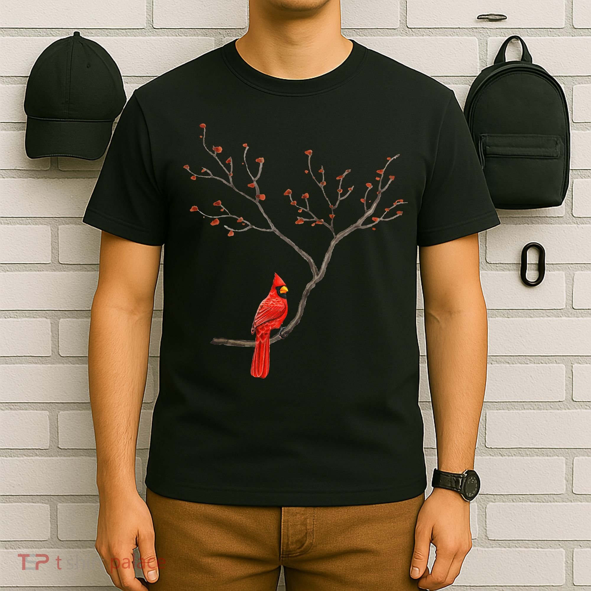 Red Cardinal Bird Lovers Birdwatching Birding Vintage T-Shirt