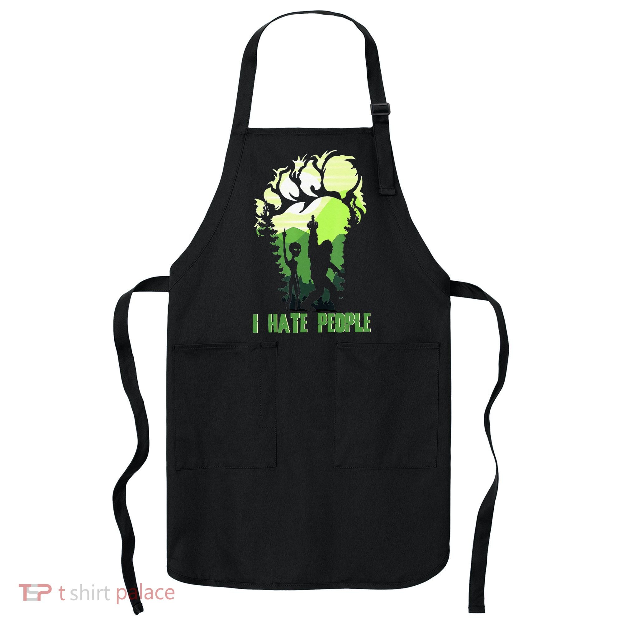 Retro Camping Bigfoot Sasquatch Middle Finger I Hate People Apron