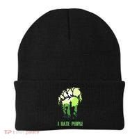 Retro Camping Bigfoot Sasquatch Middle Finger I Hate People Beanie thumb 0