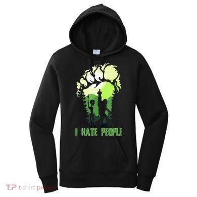 Retro Camping Bigfoot Sasquatch Middle Finger I Hate People Women's Hoodie
