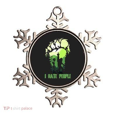 Retro Camping Bigfoot Sasquatch Middle Finger I Hate People Ornament