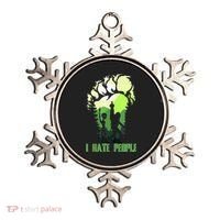 Retro Camping Bigfoot Sasquatch Middle Finger I Hate People Ornament thumb 0