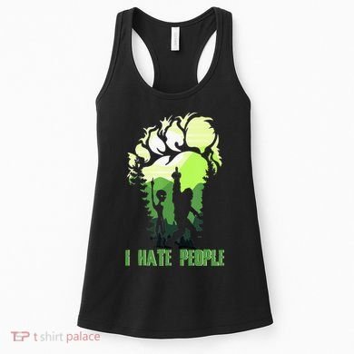 Retro Camping Bigfoot Sasquatch Middle Finger I Hate People Women's Tank Top