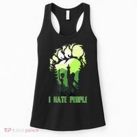 Retro Camping Bigfoot Sasquatch Middle Finger I Hate People Women's Tank Top thumb 0
