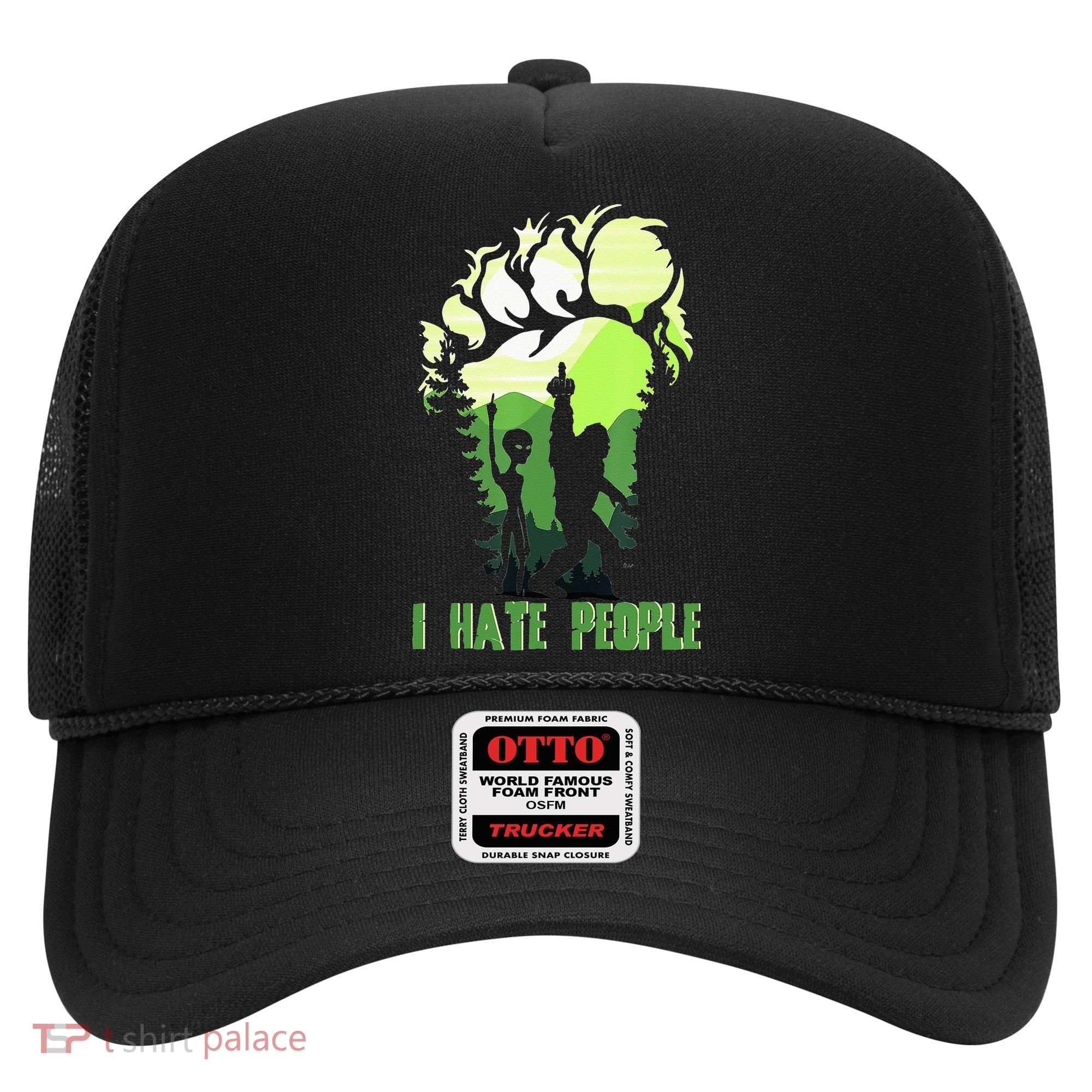 Retro Camping Bigfoot Sasquatch Middle Finger I Hate People Hat