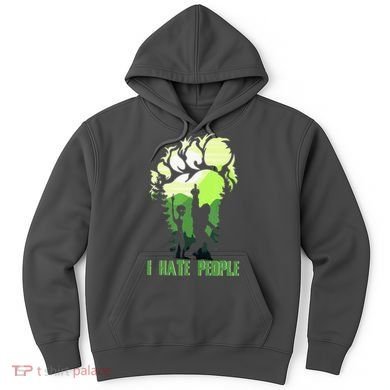 Retro Camping Bigfoot Sasquatch Middle Finger I Hate People Hoodie