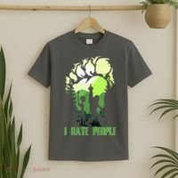 Retro Camping Bigfoot Sasquatch Middle Finger I Hate People T-Shirt thumb 2