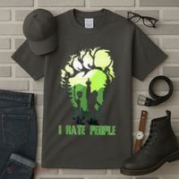 Retro Camping Bigfoot Sasquatch Middle Finger I Hate People Tall T-Shirt thumb 3