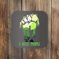 Retro Camping Bigfoot Sasquatch Middle Finger I Hate People Coaster thumb 0
