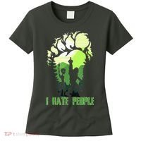 Retro Camping Bigfoot Sasquatch Middle Finger I Hate People Women's T-Shirt thumb 0