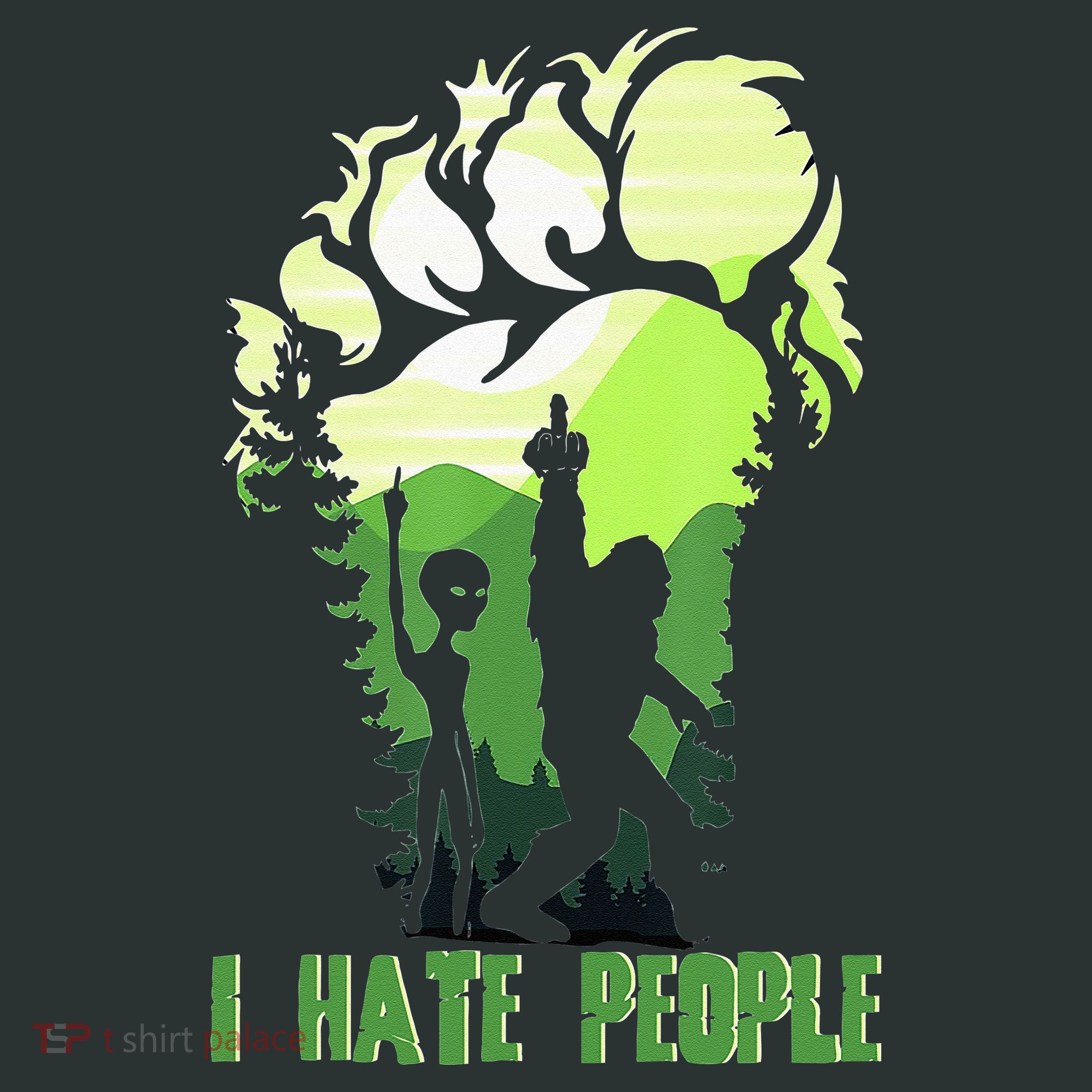 Retro Camping Bigfoot Sasquatch Middle Finger I Hate People Women's T-Shirt