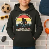 Rock Collector Bigfoot For Rockhound Geologist Geod Hunter Kids Hoodie thumb 2