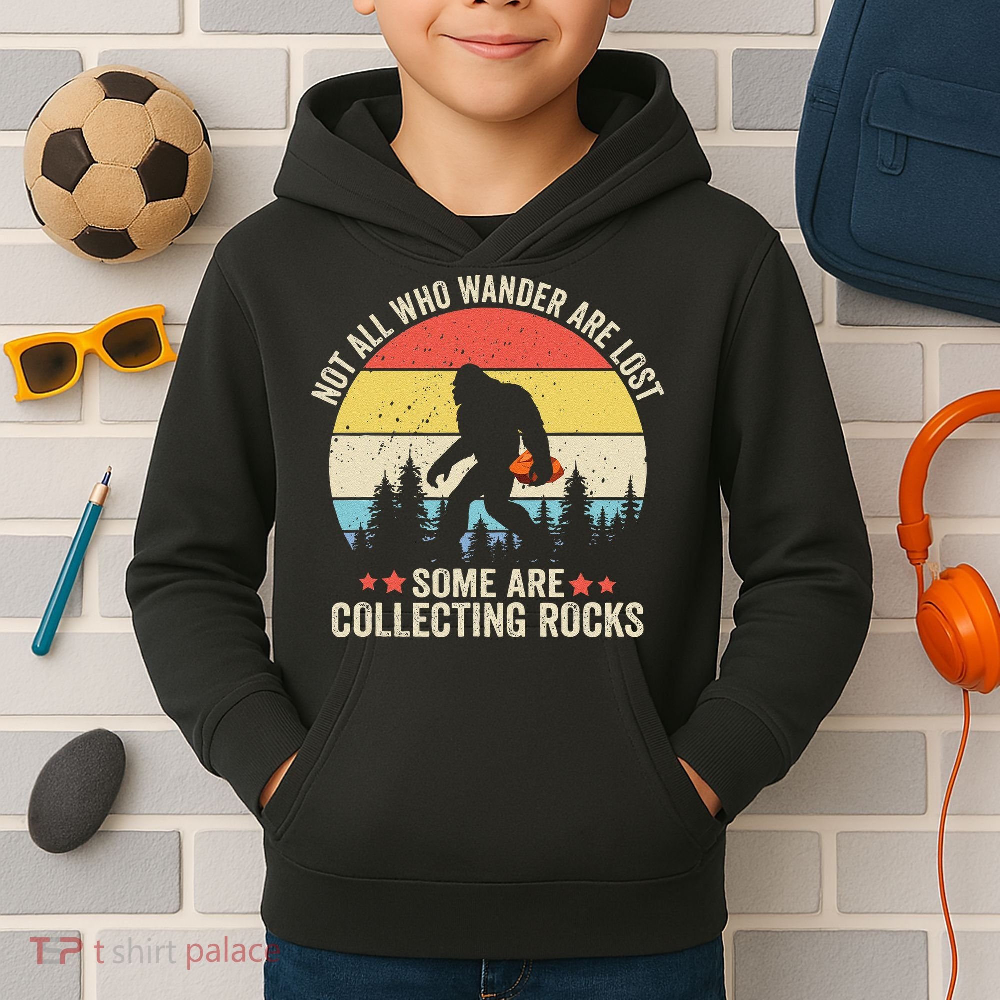 Rock Collector Bigfoot For Rockhound Geologist Geod Hunter Kids Hoodie