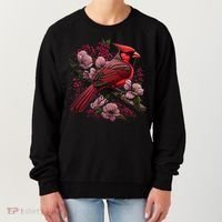 Red Cardinal Bird And Pink Flowering Dogwood Blossoms Women's Sweatshirt thumb 0