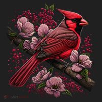 Red Cardinal Bird And Pink Flowering Dogwood Blossoms Women's Sweatshirt thumb 2