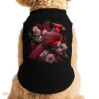 Red Cardinal Bird And Pink Flowering Dogwood Blossoms Doggie Tank thumb 0