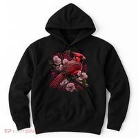 Red Cardinal Bird And Pink Flowering Dogwood Blossoms Hoodie thumb 0