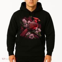 Red Cardinal Bird And Pink Flowering Dogwood Blossoms Hoodie thumb 2