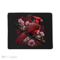 Red Cardinal Bird And Pink Flowering Dogwood Blossoms Mousepad thumb 0
