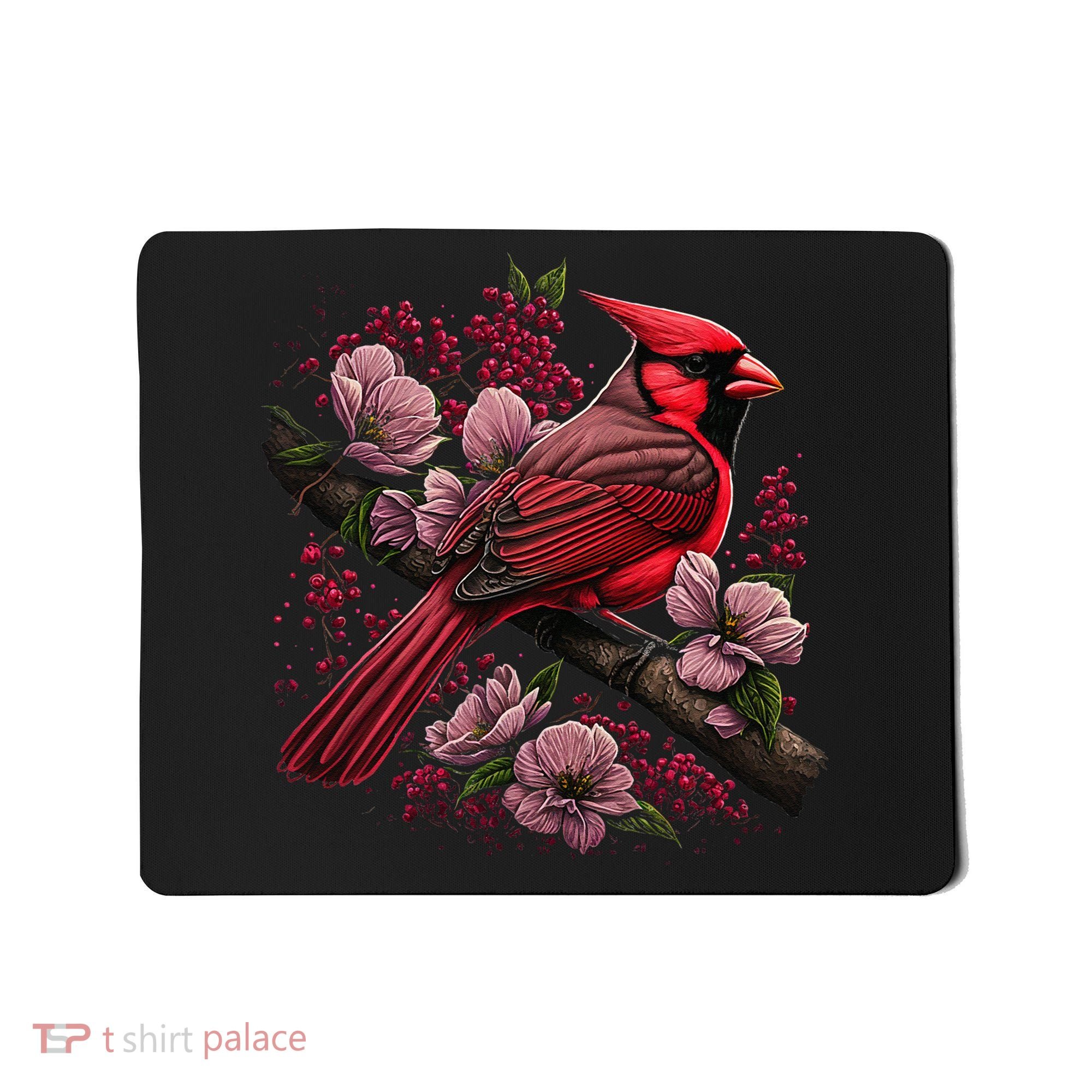 Red Cardinal Bird And Pink Flowering Dogwood Blossoms Mousepad