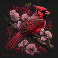 Red Cardinal Bird And Pink Flowering Dogwood Blossoms Mousepad thumb 1