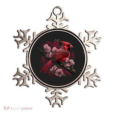 Red Cardinal Bird And Pink Flowering Dogwood Blossoms Ornament