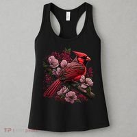Red Cardinal Bird And Pink Flowering Dogwood Blossoms Women's Tank Top thumb 3