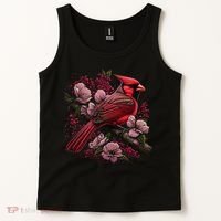 Red Cardinal Bird And Pink Flowering Dogwood Blossoms Tank Top thumb 2
