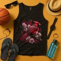 Red Cardinal Bird And Pink Flowering Dogwood Blossoms Tank Top thumb 4