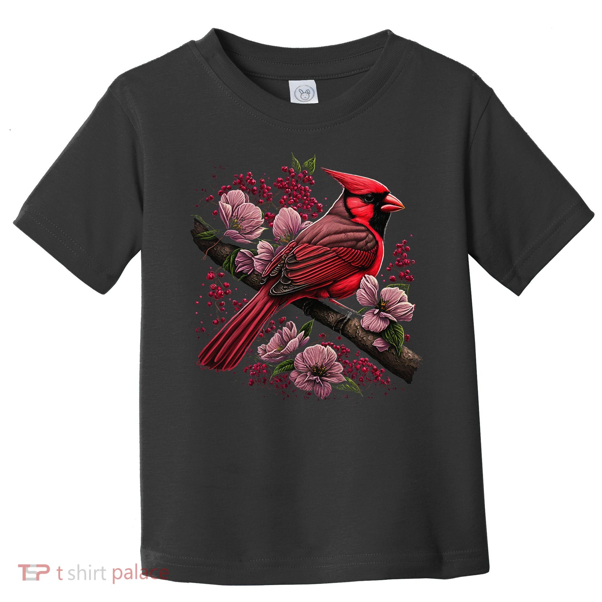 Red Cardinal Bird And Pink Flowering Dogwood Blossoms Toddler T-Shirt