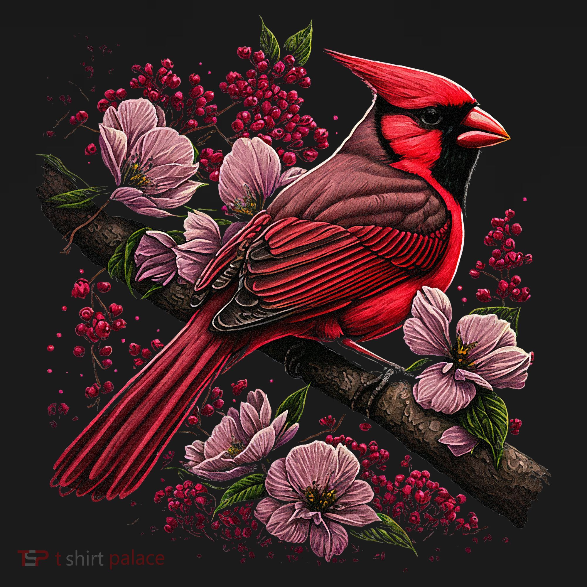 Red Cardinal Bird And Pink Flowering Dogwood Blossoms Visor