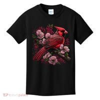 Red Cardinal Bird And Pink Flowering Dogwood Blossoms Kids T-Shirt thumb 0