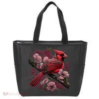 Red Cardinal Bird And Pink Flowering Dogwood Blossoms Tote Bag thumb 0